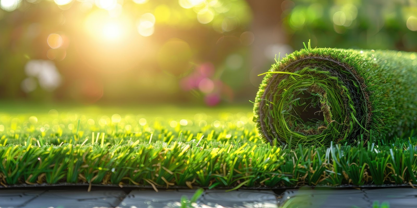 Artificial grass roll laid on the ground, ready for installation in a new lawn project in Utah.